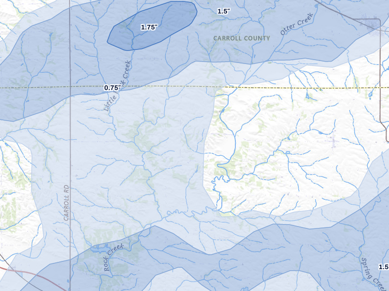NEXRAD radar-signature map of the hail storm over Morrison, IL on Jul 3, 2026