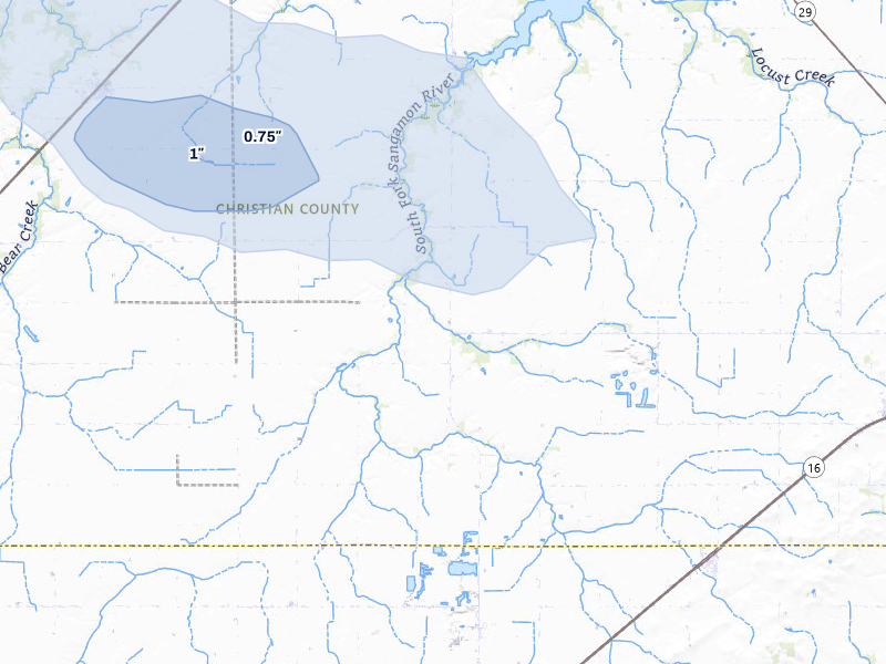 NEXRAD radar-signature map of the hail storm over Morrisonville, IL on Jul 9, 2026