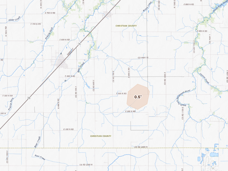 Radar-estimated hail-size map of the storm over Morrisonville, IL