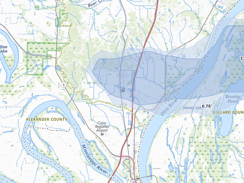 NEXRAD radar-signature map of the hail storm over Mounds, IL on Jun 1, 2026