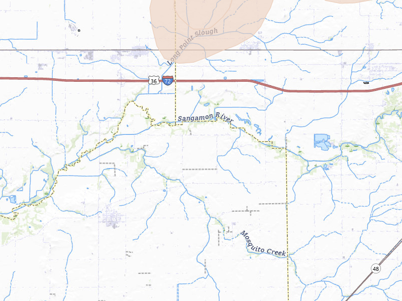 Radar-estimated hail-size map of the storm over Mount Auburn, IL on Apr 27, 2026