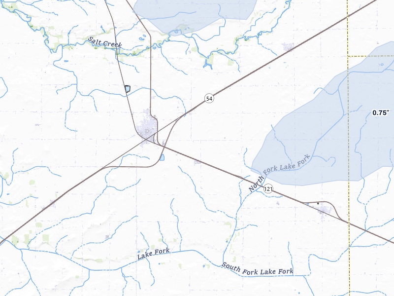 NEXRAD radar-signature map of the hail over Mount Pulaski, IL