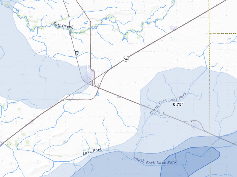 NEXRAD radar-signature map of the hail over Mount Pulaski, IL