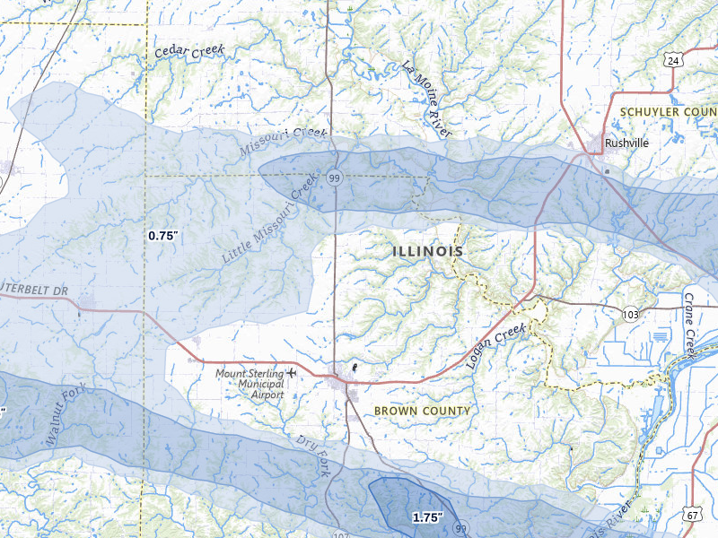 NEXRAD radar-signature map of the hail storm over Mount Sterling, IL on May 4, 2026