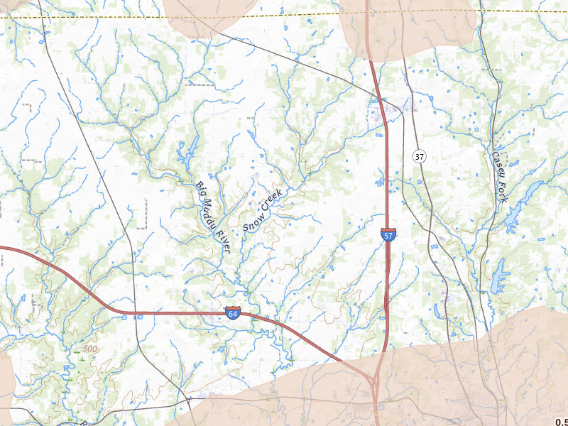 Radar-estimated hail-size map of the storm over Mount Vernon, IL on Apr 27, 2026