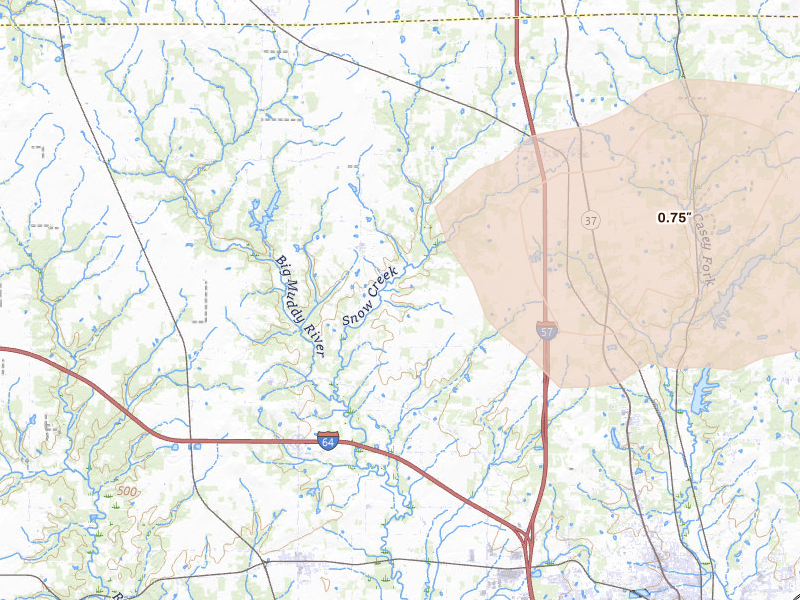 Radar-estimated hail-size map of the storm over Mount Vernon, IL
