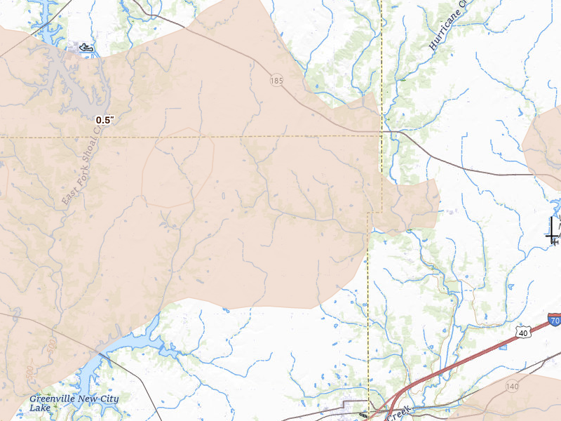 Radar-estimated hail-size map of the storm over Mulberry Grove, IL on Apr 27, 2026