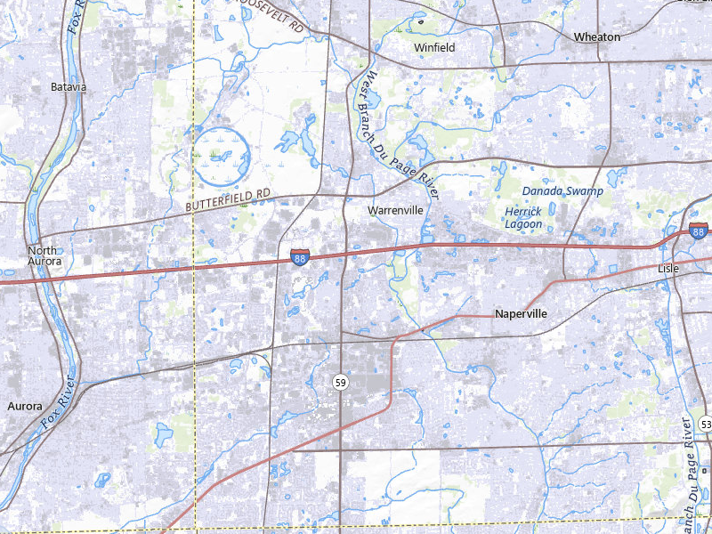 NEXRAD radar-signature map of the hail storm over Naperville, IL on Jul 27, 2026