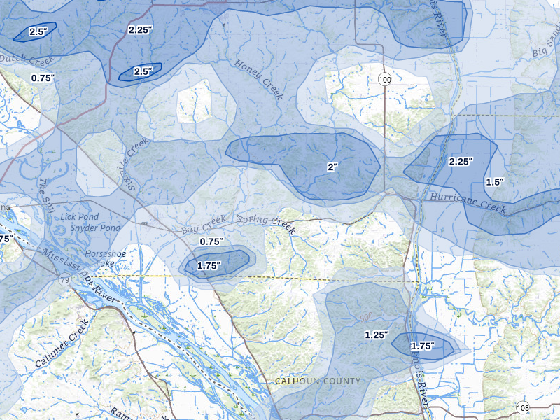 NEXRAD radar-signature map of the hail storm over Nebo, IL on Apr 27, 2026