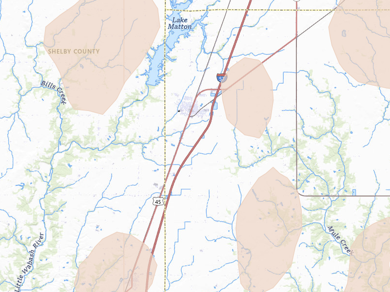 Radar-estimated hail-size map of the storm over Neoga, IL on Apr 27, 2026