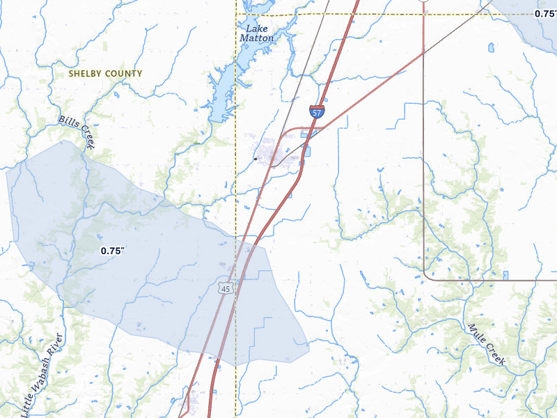 NEXRAD radar-signature map of the hail storm over Neoga, IL on May 3, 2026