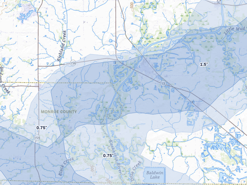 NEXRAD radar-signature map of the hail storm over New Athens, IL on Jul 10, 2026