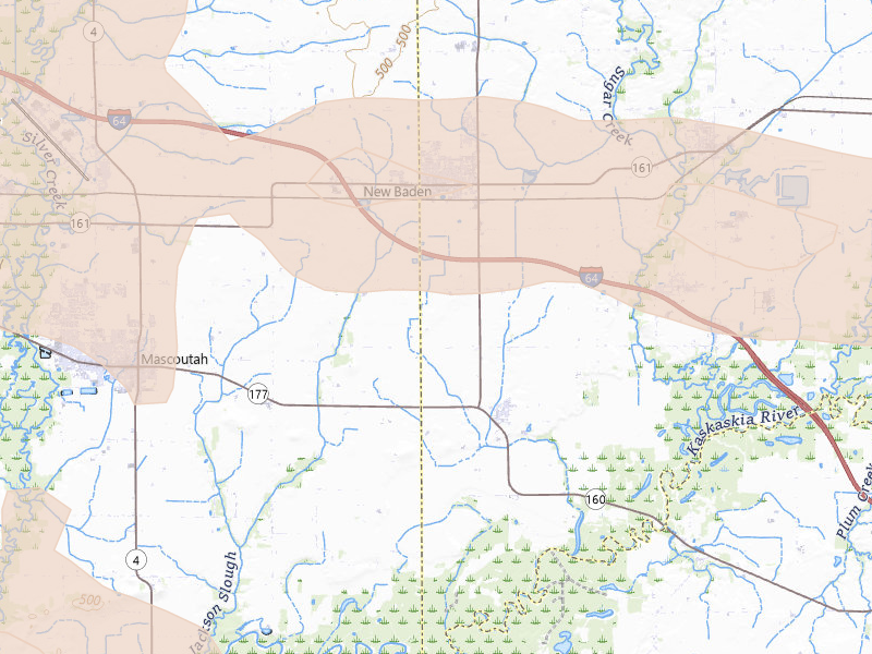Radar-estimated hail-size map of the storm over New Baden, IL on May 31, 2026