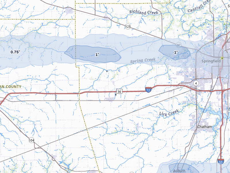NEXRAD radar-signature map of the hail over New Berlin, IL