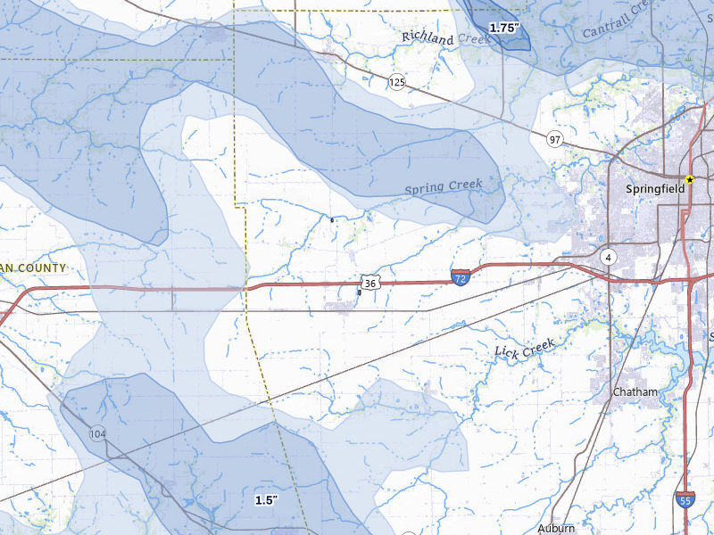 NEXRAD radar-signature map of the hail storm over New Berlin, IL on May 4, 2026