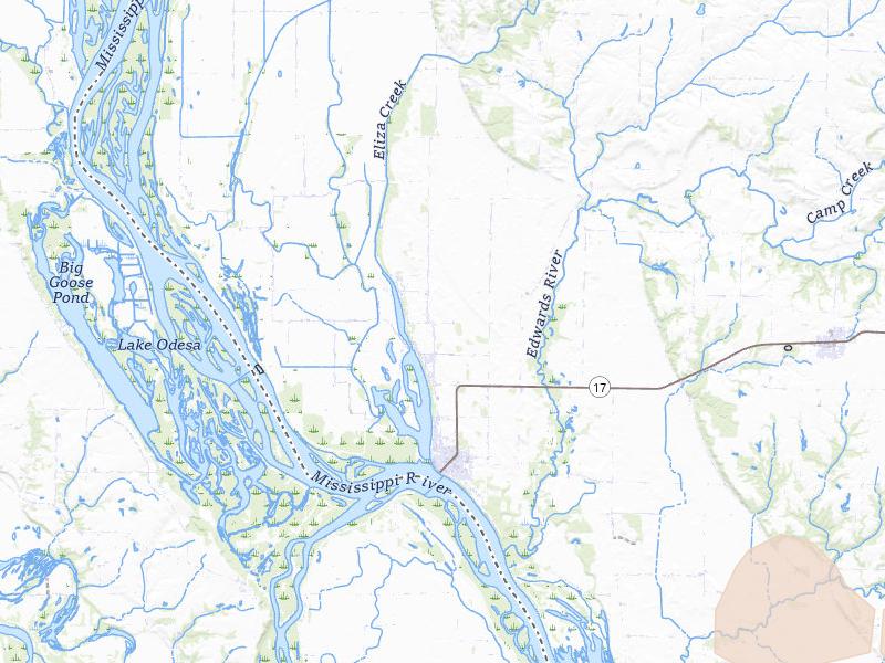 Radar-estimated hail-size map of the storm over New Boston, IL on May 4, 2026