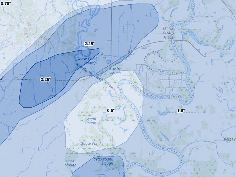 NEXRAD radar-signature map of the hail storm over New Haven, IL on Apr 27, 2026