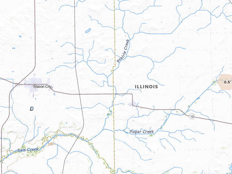 Radar-estimated hail-size map of the storm over New Holland, IL on Mar 31, 2026