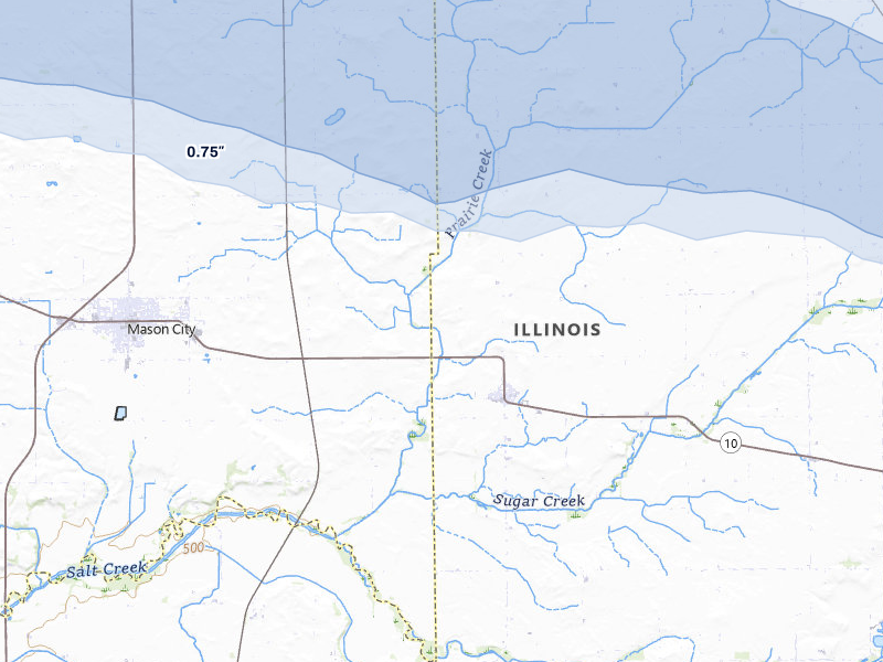 NEXRAD radar-signature map of the hail storm over New Holland, IL on May 4, 2026