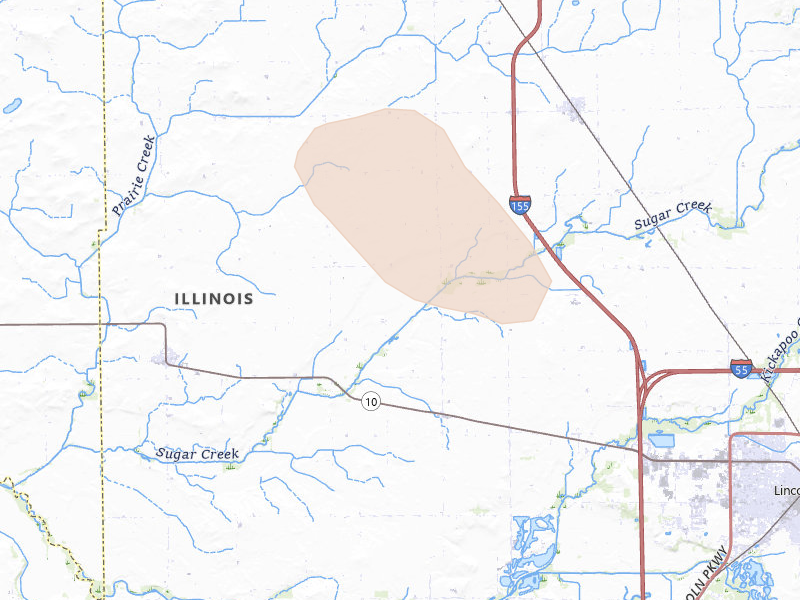 Radar-estimated hail-size map of the storm over New Holland, IL on Aug 21, 2026