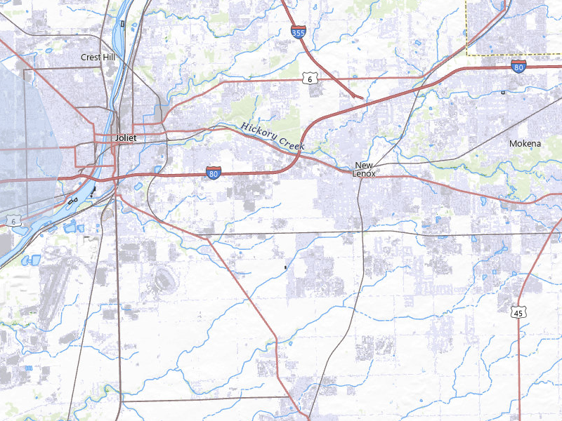 NEXRAD radar-signature map of the hail over New Lenox, IL