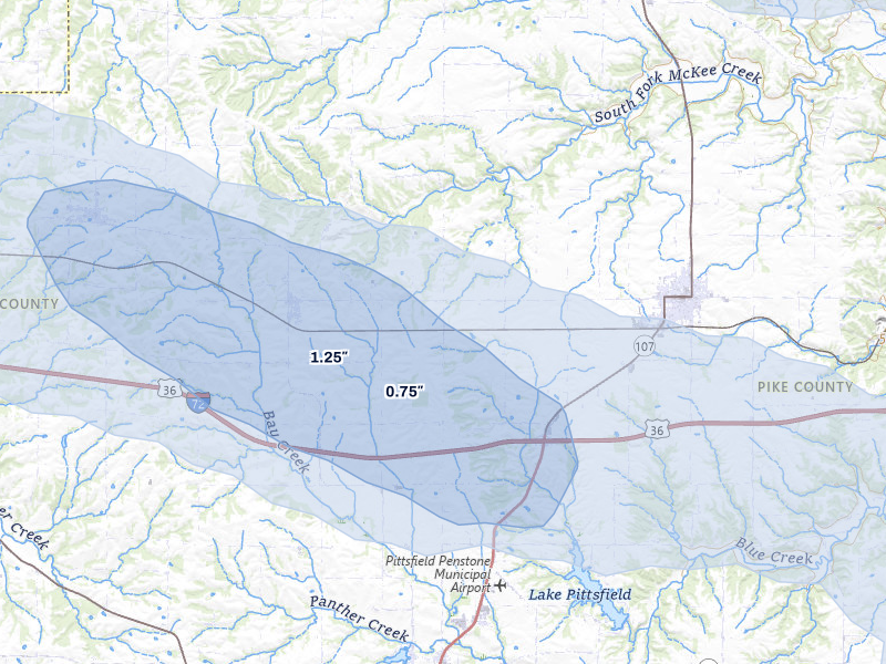 NEXRAD radar-signature map of the hail storm over New Salem, IL on May 4, 2026