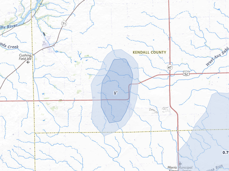 NEXRAD radar-signature map of the hail storm over Newark, IL on Jun 5, 2026