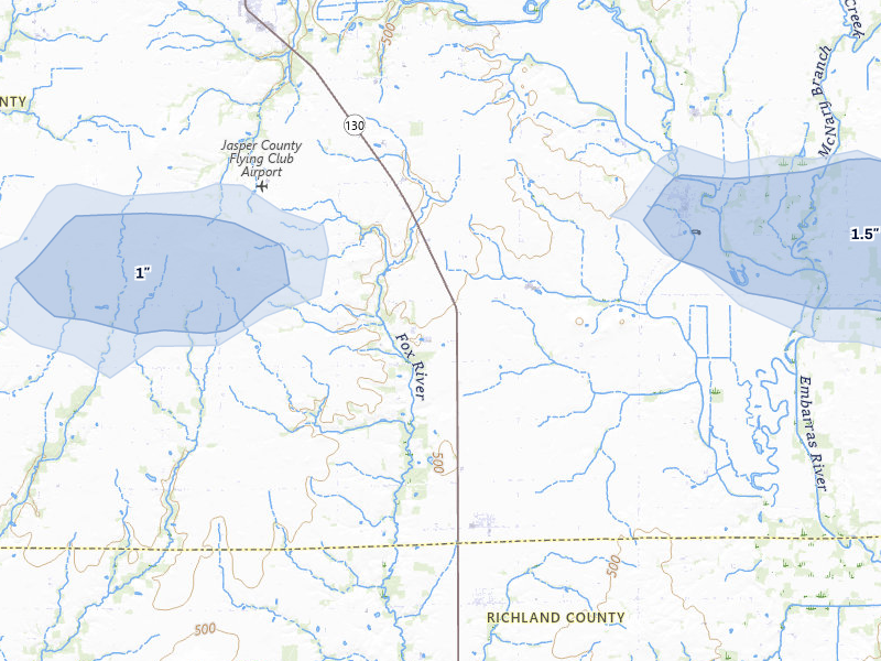 NEXRAD radar-signature map of the hail storm over Newton, IL on Mar 4, 2026