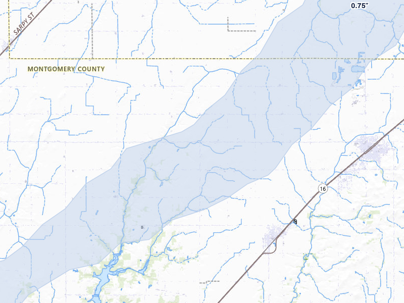 NEXRAD radar-signature map of the hail over Nokomis, IL