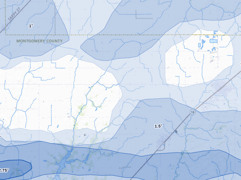 NEXRAD radar-signature map of the hail over Nokomis, IL
