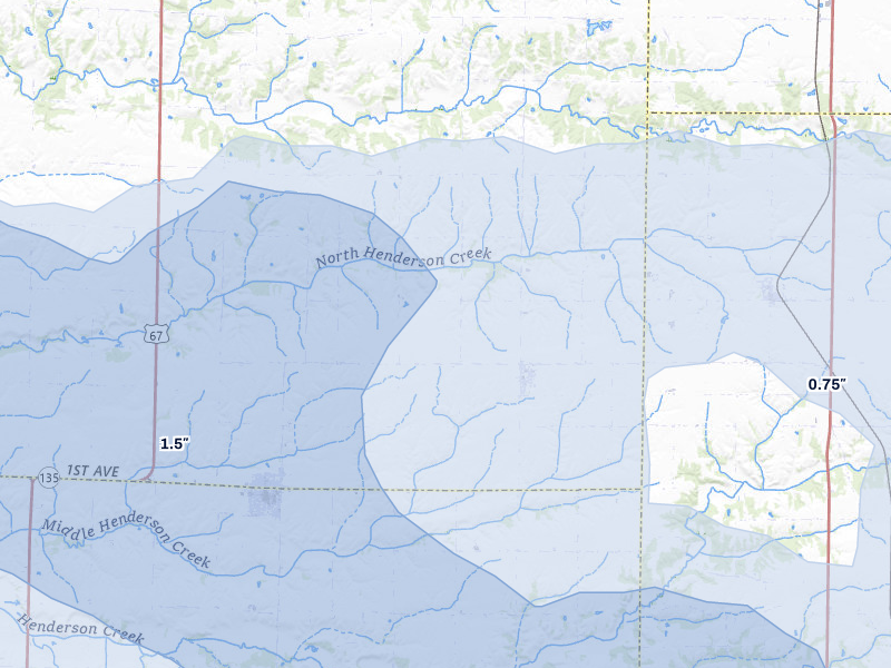 NEXRAD radar-signature map of the hail storm over North Henderson, IL on May 4, 2026