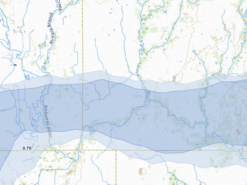 NEXRAD radar-signature map of the hail storm over Oblong, IL on May 16, 2026