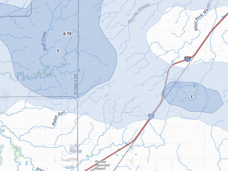 NEXRAD radar-signature map of the hail storm over Odell, IL on May 4, 2026