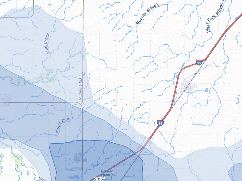 NEXRAD radar-signature map of the hail storm over Odell, IL on Jun 5, 2026