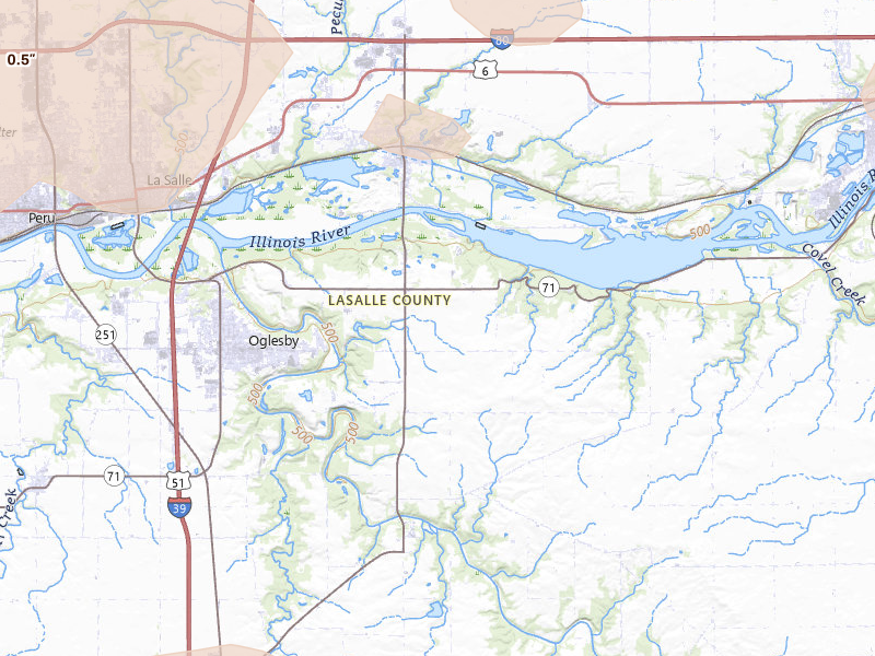 Radar-estimated hail-size map of the storm over Oglesby, IL on Mar 10, 2026