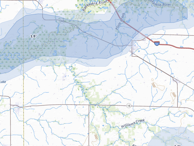 NEXRAD radar-signature map of the hail over Okawville, IL