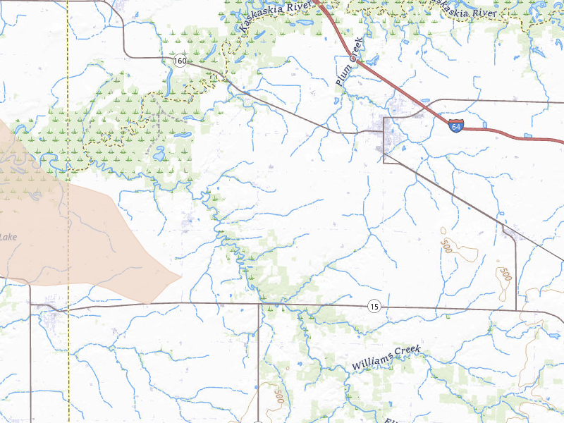 Radar-estimated hail-size map of the storm over Okawville, IL on May 4, 2026