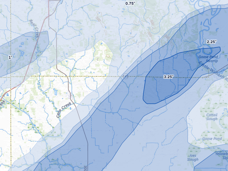 NEXRAD radar-signature map of the hail over Omaha, IL
