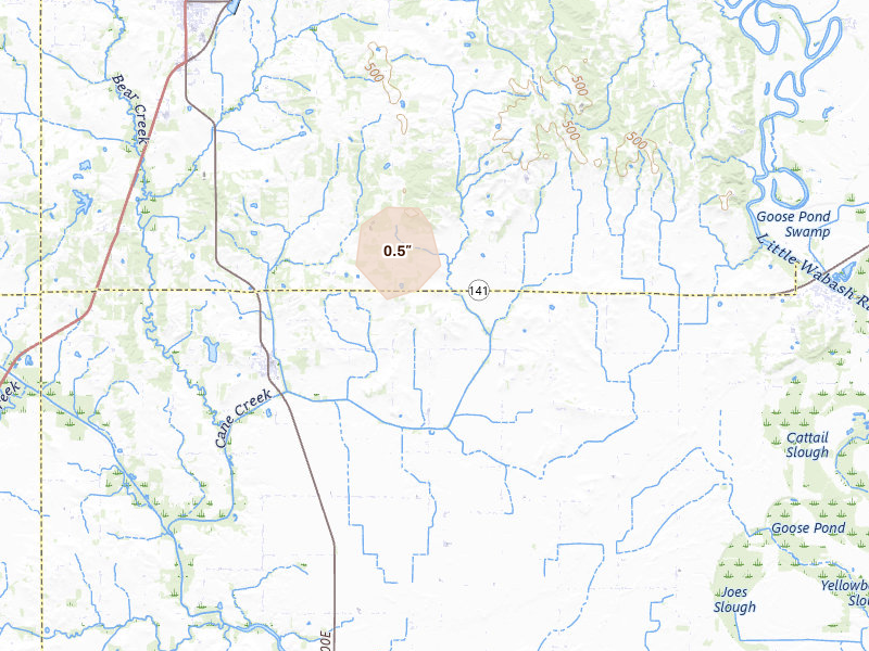 Radar-estimated hail-size map of the storm over Omaha, IL on Jul 7, 2026