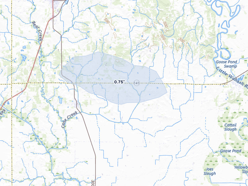 NEXRAD radar-signature map of the hail storm over Omaha, IL on Jul 7, 2026
