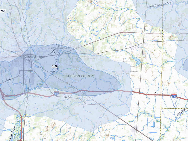 NEXRAD radar-signature map of the hail storm over Opdyke, IL on Apr 27, 2026