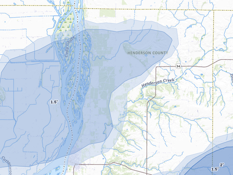 NEXRAD radar-signature map of the hail over Oquawka, IL