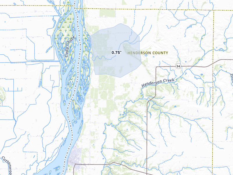 NEXRAD radar-signature map of the hail over Oquawka, IL