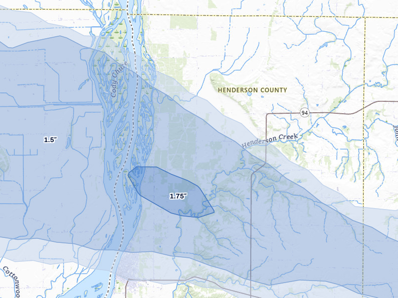 NEXRAD radar-signature map of the hail storm over Oquawka, IL on May 4, 2026