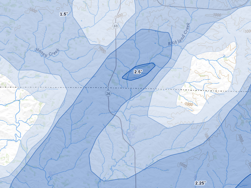 NEXRAD radar-signature map of the hail storm over Orangeville, IL on Apr 17, 2026
