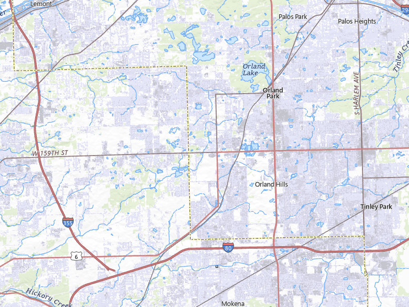 Radar-estimated hail-size map of the storm over Orland Park, IL on May 4, 2026