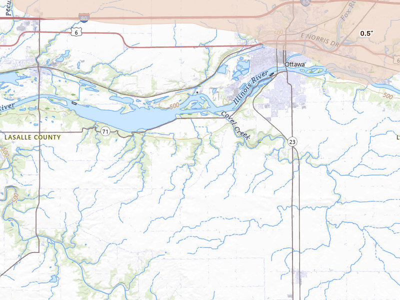 Radar-estimated hail-size map of the storm over Ottawa, IL on May 4, 2026