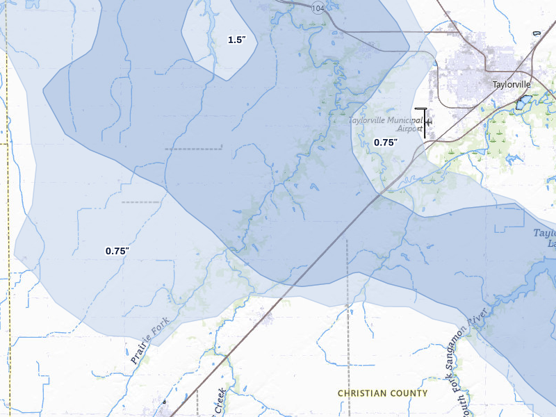 NEXRAD radar-signature map of the hail over Palmer, IL