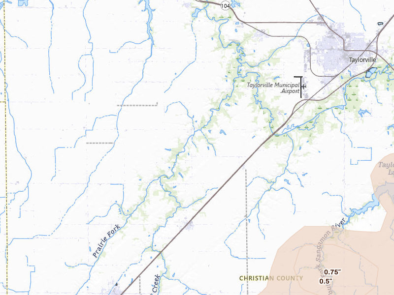 Radar-estimated hail-size map of the storm over Palmer, IL on Apr 27, 2026