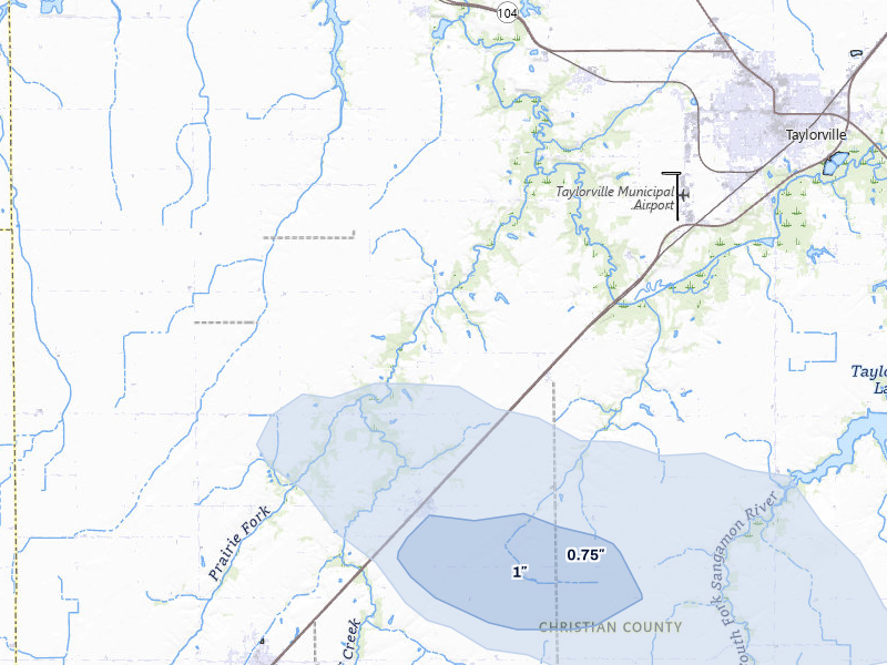 NEXRAD radar-signature map of the hail storm over Palmer, IL on Jul 9, 2026